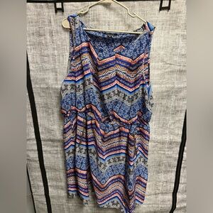 New Look Blue and Orange Geometric Dress